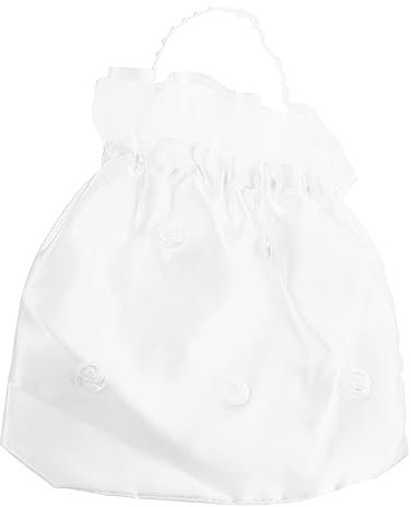 Erstkommunion Schuhe Mädchen Weiß Hochzeit Geld Taschen Satin Braut Geldbörse Perle Geformt Strass Bogen Kordelzug Braut Favor Tasche Haarkranz Kommunion Mädchen