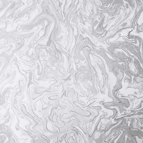 Arthouse Liquid Marble Grey - Metallic Encased Glitter with Marble Tones Wallpaper - for Living Spaces & Feature Walls - Kitchen Bedroom Hallway Dining Room Office Study 10.05m x 0.53m Roll 693901