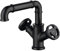 Robinets de lavabo noir mat de style industriel, robinets de salle de bains à deux poignées en laiton, robinet de lavabo monté sur le pont, mitigeur d'eau froide et chaude,Short