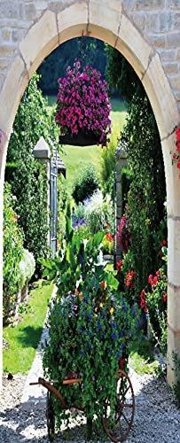 A.Monamour Türtapete Selbstklebend Türfolie Türposter 3D Blick Auf Den Italienischen Innenhof Durch Einen Steinbogen Vinyl Folie Türdeko Tapete Wandbild Türaufkleber Türtattoo 90 x 200 cm