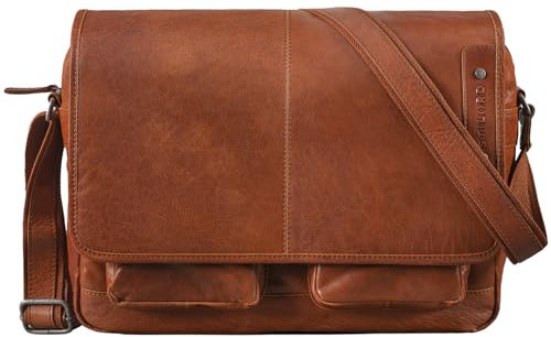STILORD 'Curtis' Umhängetasche Leder als Messenger Bag oder Aktentasche Vintage Laptoptasche 15,6 Zoll Schultertasche Büchertasche Echtleder, Farbe:maraska - braun