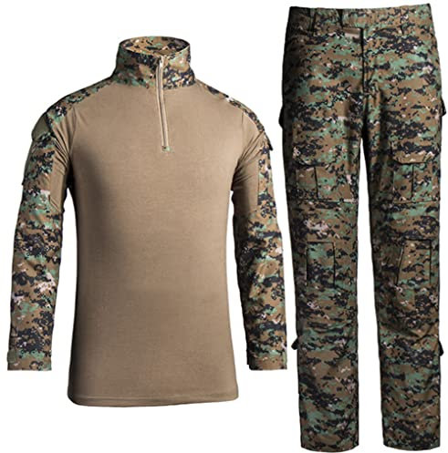 Uugood Combat Shirt Pant Tactical Anzüge Armee Militär T-Shirt Paintball Ausrüstung Taktische Kleidung Bundeswehr Langarm Multicam Uniform für Airsoft Paintball Jagd, clsm, XL