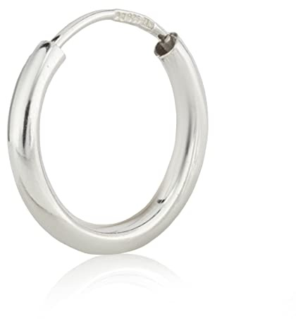 NKlaus Creolen einzeln, 13mm oder 20mm, 925 Silber, hohl, flexibel, 1 Stück | 2,0mm stark, Gewicht 0,2g