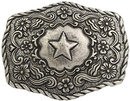BELTINGER Gürtelschnalle Stern mit Blumen 4,0 cm | Buckle Wechselschließe Gürtelschließe Reitaccessoires 40mm Massiv | für Reit-Outfit