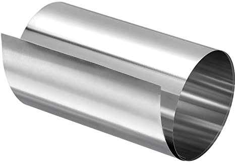 sourcing map 0.03x100x1000mm 304 Hoja de rollo de acero inoxidable Hoja de placa fina para manualidades, equipo electrónico, tono plateado