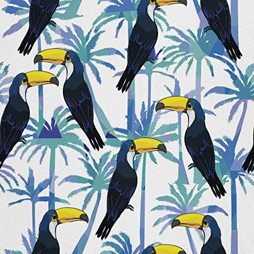 HEKO PANELS Oxford Wasserdichte Meterware Canvas-Stoff Polyester Zum Nähen Nähstoffe Dekostoffe Wasserabweisend Blickdicht Tukane Palmen 1 Meter 155 x 100 cm