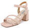 QUEEN HELENA Sandali con Tacco Medio a Pianta Larga Casual Eleganti Donna ZM9341 (Nude, numeric_37)