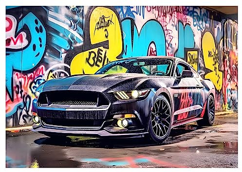 WTD Mantiburi Papier peint photo pour chambre d'enfant Motif voiture de sport Motif voiture de sport 3D Motif graffiti Gaming avec colle incluse 208 x 146 cm