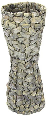 Flair Flower Blumenvase Topf Übertopf Vase für künstliche Blumen Kunstblumen oder Pampasgras Pflanzen Muttertag Deko längliche große schmale hohe Handgemachte geflochtene Tisch-Vase Bodenvase