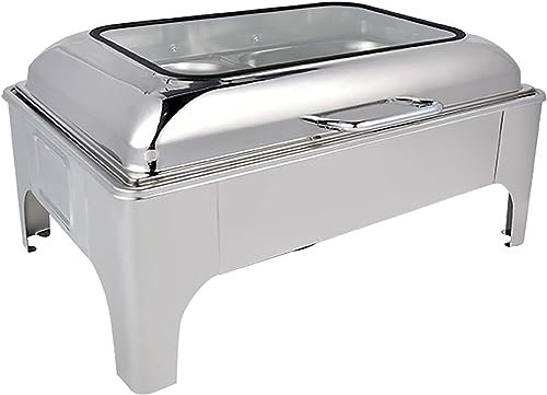 Buffet Service Food Heater - Food Warming Plates, Food Warming Buffet, Stainless Steel with Glass Plates, Fondue Buffet Set, Fondue Set Catering Buffet Heater. (Silver 9L)