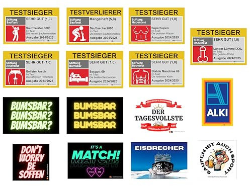 XXL 300x Malle Sticker Set/Malle Aufkleber Set/Festivalsticker/Saufsticker/Mallorca/Testsieger/Bumsbar/Oktoberfest/JGA/Party Set