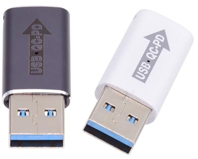 CY Adapter USB 2.0 A Stecker QC auf PD USB-C Typ C Buchse 5 Gbit/s Daten-Netzadapter für Laptop, Tablet, Telefon, 2 Stück, UC-167-BK-HX