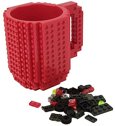 IMIKEYA Titel Kreative Baustein Kaffeetasse Puzzle Becher Für Bauklötze Rot Spaßige Und Individuelle Trinklösung Kompatibel Mit Gängigen Bausteinen