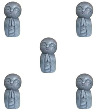 Leisurealeaneag Mini-Statue, japanischer Buddha, Jizo-Mönch mit Händen, die im Gebet eingeklemmt sind, 5 Stück