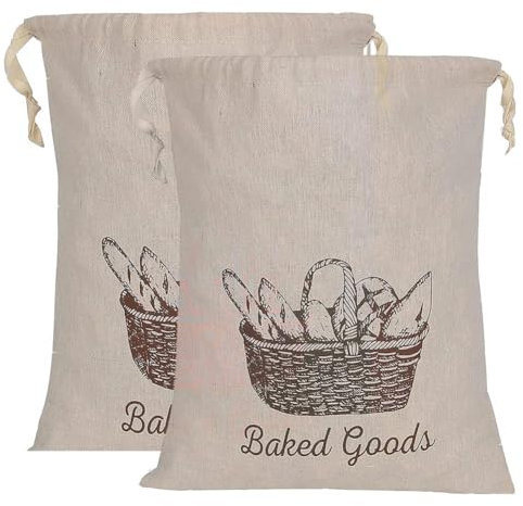 Closer Bread Bags for Homemade Bread 2 Pack-Linen Bread Bag Reusable Natural, Bread Loaf Bags, Reusable Produce Storage Bread Easy to Use