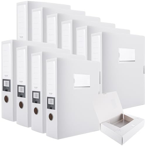 CYEER Box Files Pack of 10, Grey Box Files A4 75mm Spine Filing Boxes Foolscap Box File, Box Folders for Paperwork a4 for Office,School, Grey
