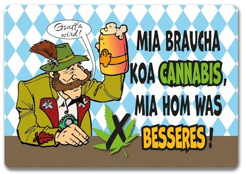 speecheese Bier statt Gras Biertrinker Fußmatte in 35x50 cm ohne Rand mit Spruch Gsuffa Wird! Witzige Fußmatte in 35x50 cm ohne Rand für Bayer Bierfans - Maß statt Joint Bierkrug über