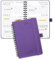 POPRUN Taschenkalender 2025 Klein Ringbuch mit Softcover, ca. A6 (16 x 10,5 cm) - Kalender 2025 Klein (Jan.2025-Dez.2025) - Terminplaner 1 Woche 2 Seite mit Plastiklineal - Lila