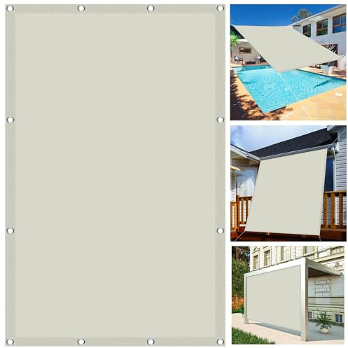 Voile d'ombrage Rectangulaire 3 x 5 m Imperméable Protection UV 98% Toile D'ombrage Pergola Serres avec Oeillets et Cordons pour Patio Jardin Terrasse, Ivoire
