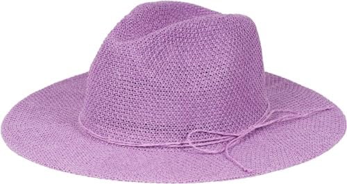 styleBREAKER Damen Panama Sonnenhut mit dünnem Hutband, Strohhut, Schlapphut, Sommerhut, Fedora Hut 04025040, Farbe:Flieder