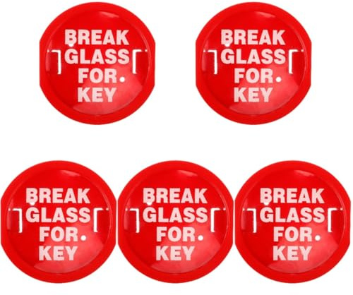 DOITOOL Emergency Break Glass Key Box 5 Pcs - Outdoor Security Lock Box | Red Emergency Door Lock Box, Break Glass for Key A-ccess, Secure Wall Mounted Emergency Key Safe Storage Box for Outdoor
