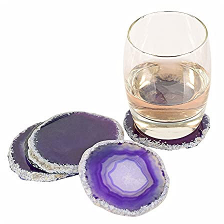 Balance Gems Crafts Stone Pad Natürliche Achatscheibe Untersetzer Tasse Becher Glas Getränkehalter Druzy Quarz Geode Tisch Matte Unregelmäßiges Dekor Glücksstein RNUMLIGH(1 Pcs Amethyst)