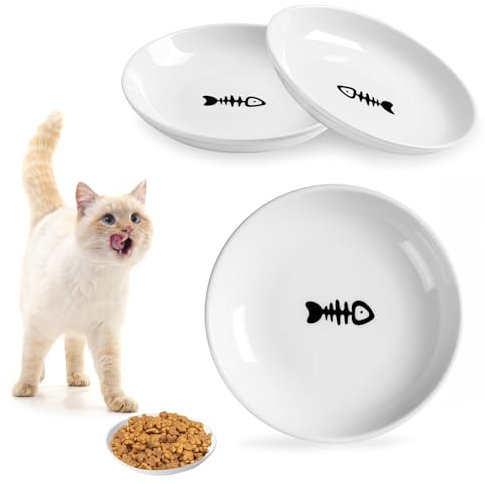 3 Pièces Gamelle Chat Céramique, Assiette et Plat Nourriture pour Chats, Chatons et Petits Animaux, Ecuelle pour Chien
