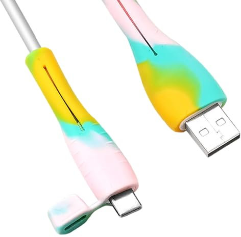 Charging Cable Protector, Phone Charger Cable Protector | 2X Colorful Silicone Cable Protector for Charging Cable - Portable Elastic Phone Accessory with Lanyard Case