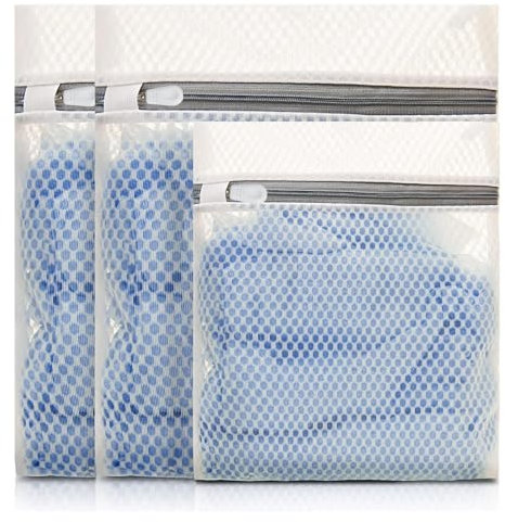 Quelcc 3 Pezzi Sacchetto Lavatrice, Bianco Sacchetti per Lavatrice, Sacchetti Lavatrice Biancheria per Lavare Vestiti, Jeans, Biancheria Intima, Calzini, Asciugamani