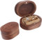 DatingShiny Ringbox Holz Ringschatulle Hochzeit Mr & Mrs Walnuss-Holz Ring-Box, Ring Box für Verlobungsring, Oval Ringschatulle Ringkästchen für rustikale Hochzeits-Verlobung
