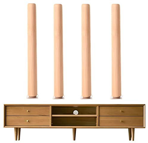 Lot de 4 pieds de table en bois de 65 cm avec plaque de montage et vis pour projets de canapé