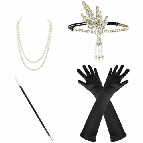 Kunsthaar-Perücke, blond, 1920er-Jahre, kurz, volle Fingerwelle, für Damen, Party, Cosplay, Kostüm, ausgefallenes Flapper-Zubehör für den täglichen Gebrauch (4-teilig)