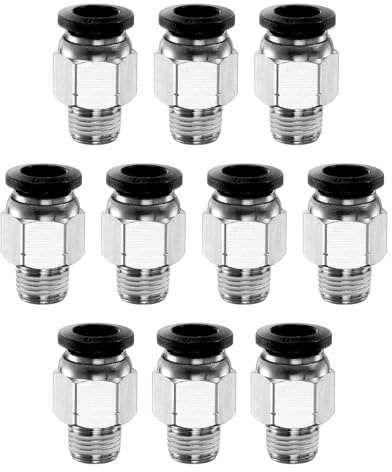 QUARKZMAN 10pcs Raccord Pneumatique 8mm Tube OD x 1/8 NPT PC8-N01 Noir | Connecteur Rapide en Cuivre, Filetage Mâle Droit, pour Raccord de Tuyau D'Air, pour Système D'Air Industriel