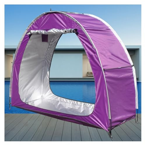 HUNTFF Lot de 2 tentes de vélo pouvant être épissées à l'extérieur avec Portes Doubles pour 2 à 5 vélos, Housses de vélo, Rangement extérieur, étanche, Violet