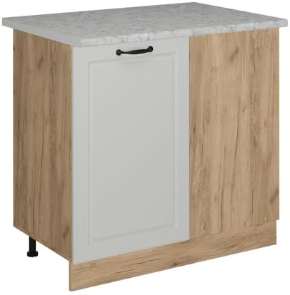Vicco Eckunterschrank R-Line, Küchen Eckschrank, Weiß Landhaus, 86 cm AP Marmor