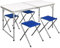 PALUPLUS Set Tavolo Campeggio in Alluminio con 4 Sgabelli Blu, Misura Tavolino 120x60x71 cm, Design Pieghevole a Valigetta con Maniglia, Foro per Ombrellone, per picnic, gita -8095F