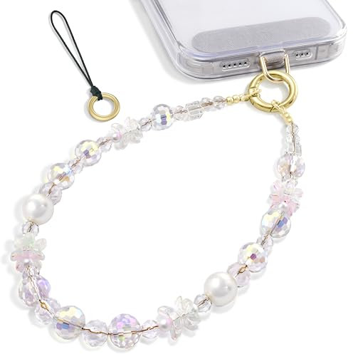 SURPHY Kristallimitat Handykette Kurz, Universal Handyanhänger Kristallimitat aus Glas, Handyband Phone Charm Handy Anhänger Handschlaufe Schlüsselband, Glitzernde