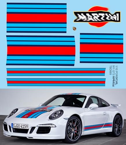 1/10 Decals kompatibel mit Porsche 911 GT3 Martini R/C TB Decal TBD889