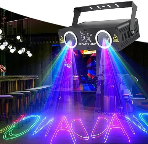 RSQQL Projecteur d'animation 3D, éclairage de scène DMX512 RGB, Laser Couleur, for DJ, Club, fête, karaoké, Concert, Machine à Effets de scène