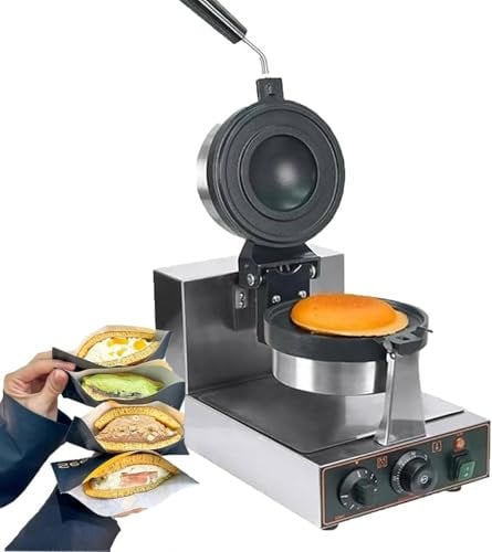 DUXMM 1300W Single Head/Double Head Non Stick Panini Press Hamburger Machine,Ice Cream Waffle Baker Machine,5 Minutes Timer Bubble Egg Waffles Baker Machine 50-300℃,Suitable for Home Kitchen