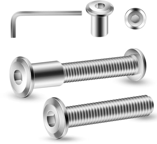 10 Stück Verbindungsschrauben M8 x 50mm Möbelverbinder Schrankverbinder | Hülsenschrauben, Möbelschrauben für Möbeln, Schränken (10 x Möbelschrauben, 10 x Hülsenmutter, 1 x Innensechskantschlüssel)