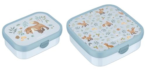 Mepal – Bento Brotdosen klein & groß Campus Little Dutch | Lunchboxen-Set für Kinder | Inklusive auslaufsicheren Bento-Fächern & Gabeln | Meal Prep Boxen | 750 ml + 1250 ml | Forest Friends