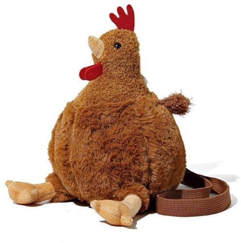 Fituenly Plüsch Henne Umhängetasche Geldbörse Süße Huhn Tasche Cartoon Henne Umhängetasche Handtasche Lustige Tier Umhängetasche