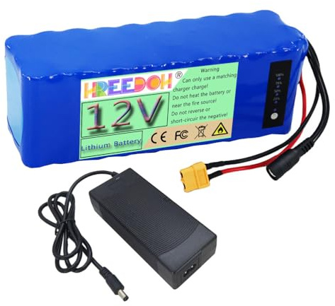 FREEDOH 12 Volt Li-ion Battery 12V 18Ah 22Ah 24Ah 30Ah Large Capacity Lithium Battery with Charger for 0-400W Baiting Boat Motor,12V18000mAh