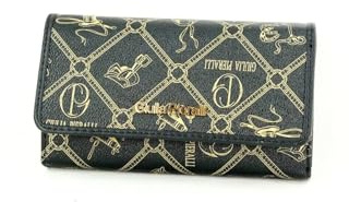 Giulia Pieralli Damen XL Long Format Geldbörse Portemonnaie mit Geschenkbox Geschenkidee für Frauen All-Over Muster Monogramm (Nero-Gold G001 (Schwarz-Gold))