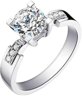 KnSam Verlobungsring PT950 Platinum Echtes, 1ct Labor Erstellt Diamant Freundschaftsringe Klassiker Rundschliff Weiß, Ring mit Labor Erstellt Diamant Platin, Gr.65 (20.7)