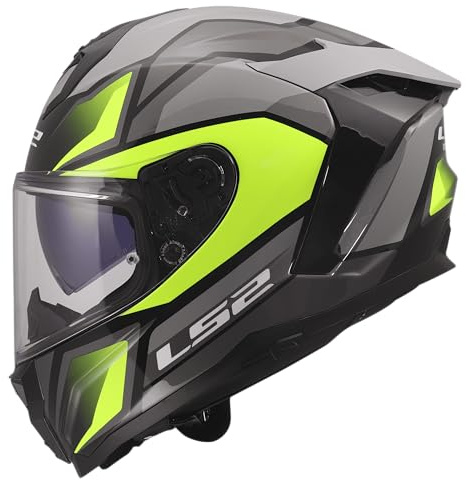 LS2, Integraler Motorradhelm CHALLENGER II VIPER Grey H-V Yellow, M