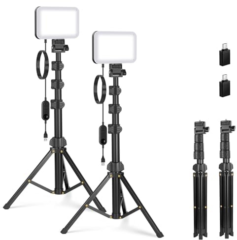 NEEWER Basics 2 Pack LED Videolicht Panel Light Set, 6,2 dimmbar tragbares Studiolicht mit 53 Stativ, 3200K-5600K/CRI95+ 810 Lux für Fotografie, Videoaufnahmen, Streaming und Podcasts, BP132