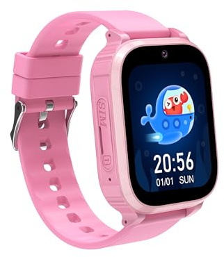 Ruopoem Smartwatch Kinder, 4G Kinder Smartwatch mit GPS und Telefon, IP68 Kinderuhr Anruffunktion SOS Spiel Wecker Schulmodus SIM Handy, Smart Watch Geschenke für Mädchen Jungen