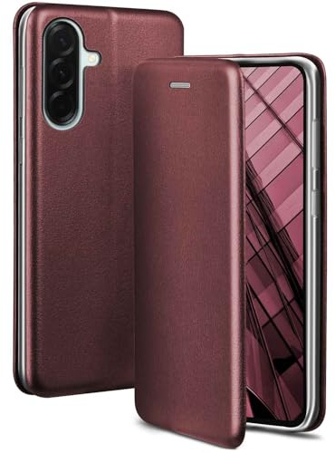 ONEFLOW Business Case für Samsung Galaxy A57 5G Handyhülle klappbar mit Standfunktion, Klapphülle Flipcase Cover Dünn, PU Leder Hülle mit Kartenfach, 360 Grad Schutzhülle, Weinrot